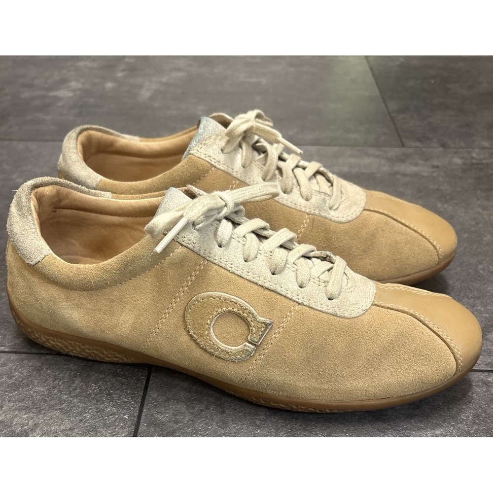 Coach Brown Logo Suede Lace Up Comfort Sneakers Women Serena Casual Shoes 7.5